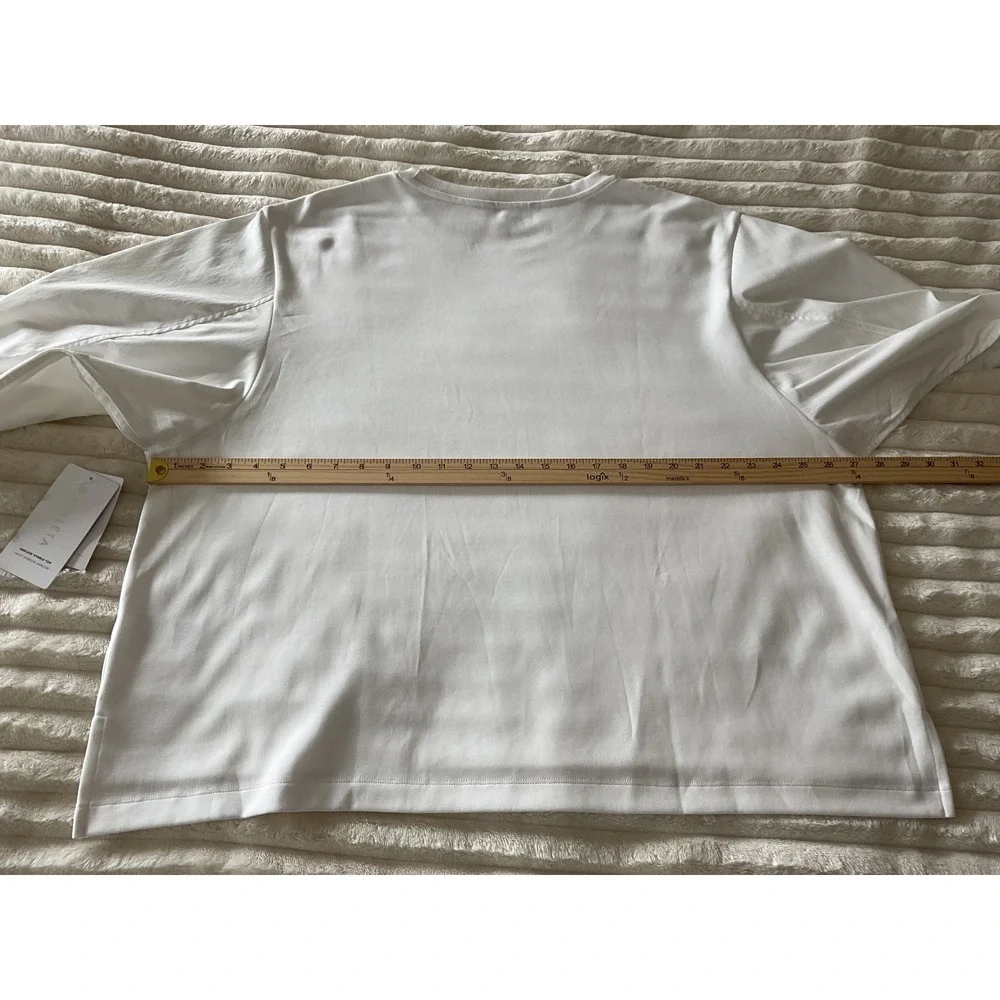 Athleta Harlow Hybrid NWT White Long Sleeve Top Puff Sleeve Button Cuff  Size 2X
